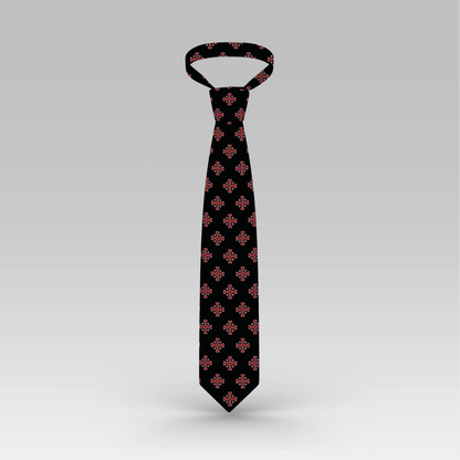 Red Jerusalem Cross with White Accents Necktie