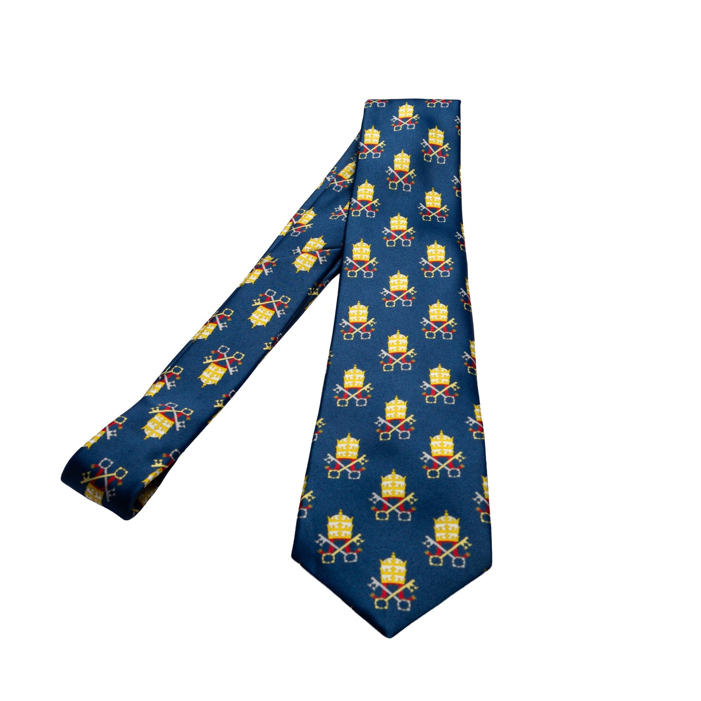 Papal Tiara and Keys Necktie Navy